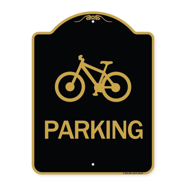 Signmission D4-3 Bicycle Parking Bicycle Parking, Black & Gold Aluminum Sign, 18" x 24", BG-1824-24199 A-DES-BG-1824-24199 - main